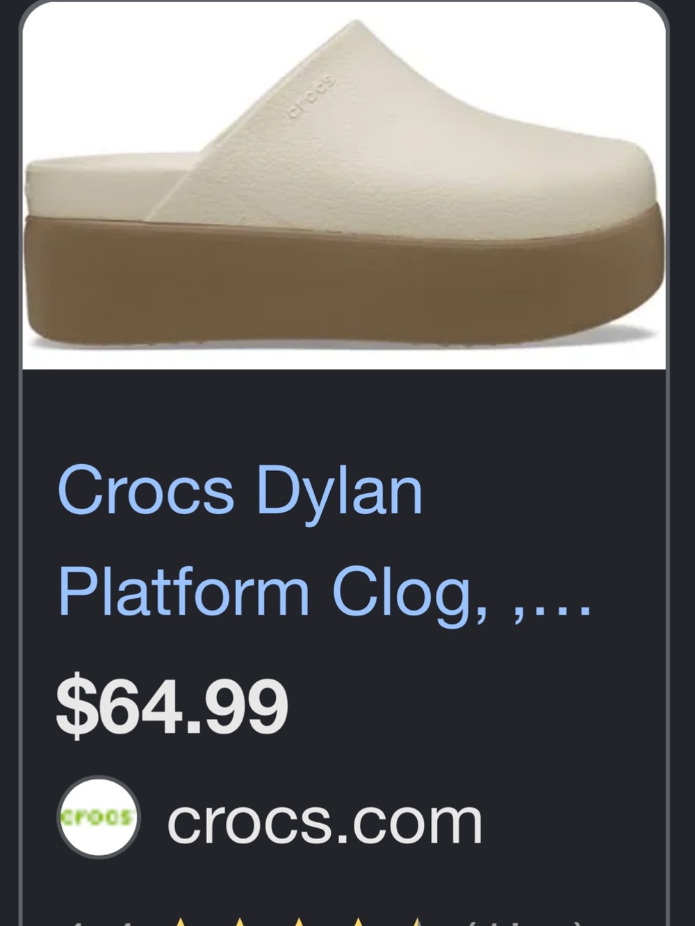 CROCS Dylan Platform Clog in Cream and Brown